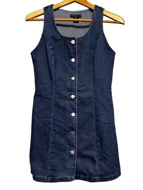 Sincerely Jules Blue Denim Button Front Mini Dress Size Small Sleeveless Boho